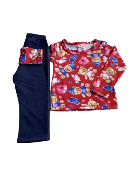 conjunto urso vermelho